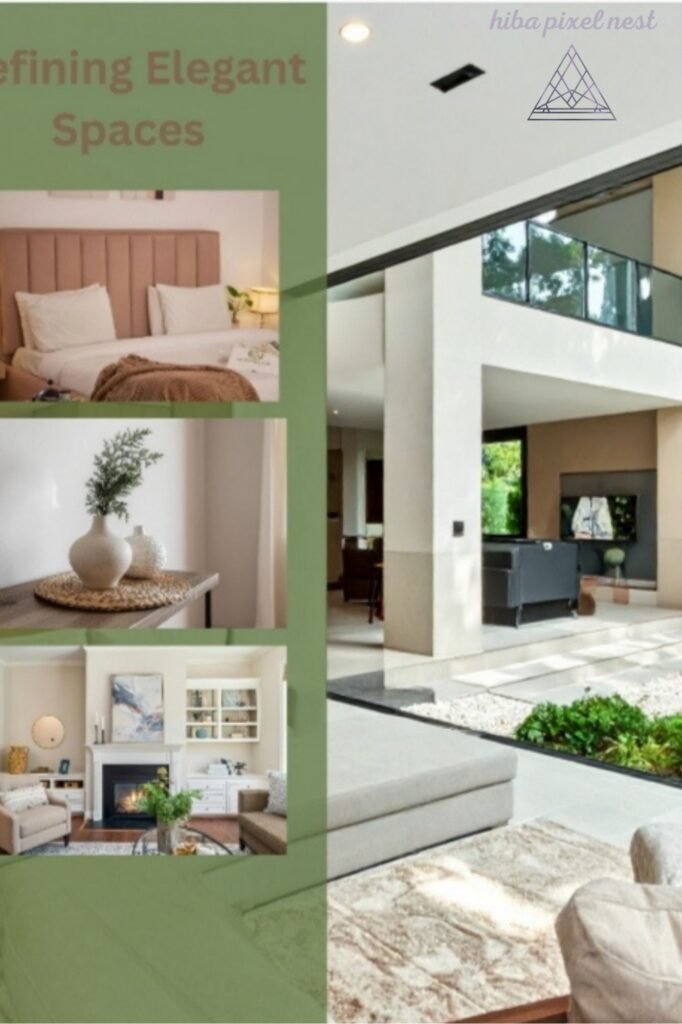 تصميم داخلي نيوكلاسيك هادئ يتميز بالزخارف الجدارية الناعمة والألوان المحايدة الهادئة من PixelNest."